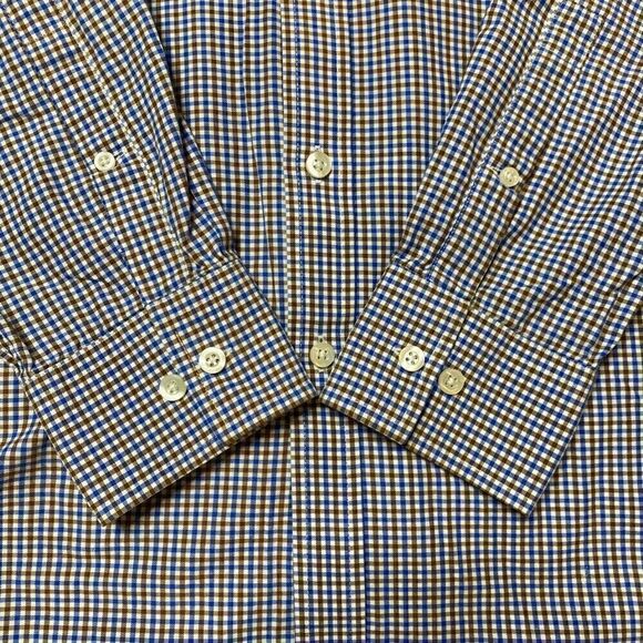 Michael Kors Dress Shirt Mens Size 15.5 / 32-33 Checkered Blue Brown Button Down - Picture 4 of 7